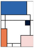 Lámina decorativa sin marco de estilo minimalista y geométrico, composición geométrica abstracta en bloques de color, modelo BAU II-B